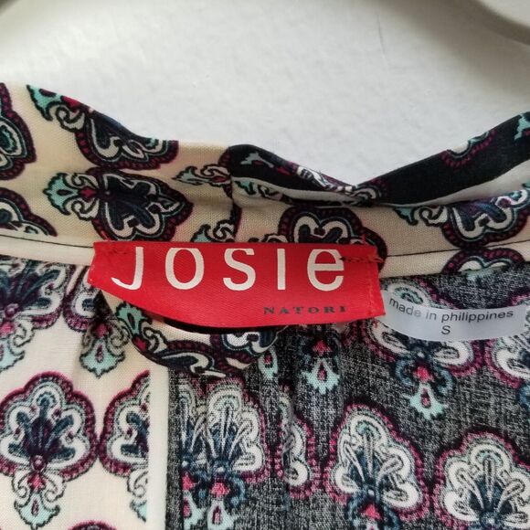 JOSIE NATORI NEW Women's Floral Print Robe Loungewear Short Sleeve Rayon Size S - Picture 11 of 13